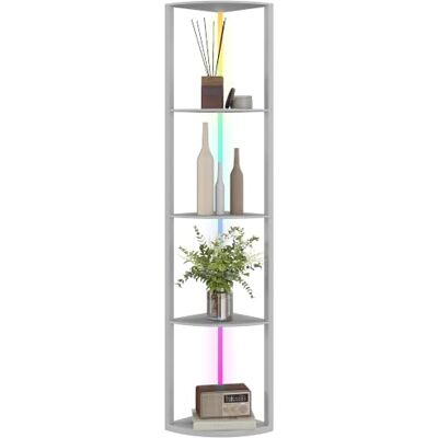 HOMCOM Stehlampe mit Regal 5-Stufige Dimmbar LED Stehleuchte Grau Eckregal mit RGB Farbwechsel, Fernbedienung, Standleuchte für Wohnzimmer, Schlafzimmer HOMCOM Stehlampe mit Regal 5-Stufige Dimmbar LED Stehleuchte Grau Eckregal mit RGB Farbwechsel, Fernbedienung, Standleuchte für Wohnzimmer, Schlafzimmer