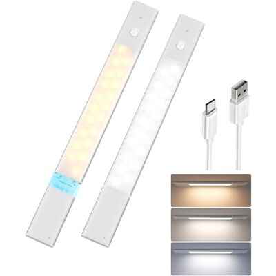 EZVALO Schrankbeleuchtung Kabellose 38cm, Abnehmbarer Akku, Touch-Dimmbar, 3 Farben Unterbauleuchte Küche LED, Magnetische Schranklicht mit Bewegungsmelder für Schrank Treppe (Silber, 2 * 38cm) EZVALO Schrankbeleuchtung Kabellose 38cm, Abnehmbarer Akku, Touch-Dimmbar, 3 Farben Unterbauleuchte Küche LED, Magnetische Schranklicht mit Bewegungsmelder für Schrank Treppe (Silber, 2 * 38cm)
