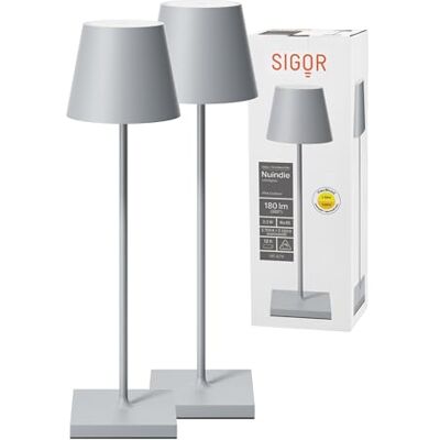 SIGOR Nuindie 2.0 Akku-Tischlampe, 2er-Set, nebelgrau Dimmbar • Indoor & Outdoor • IP54 • 38 cm • USB-C • 12 h Leuchtdauer SIGOR Nuindie 2.0 Akku-Tischlampe, 2er-Set, nebelgrau Dimmbar • Indoor & Outdoor • IP54 • 38 cm • USB-C • 12 h Leuchtdauer