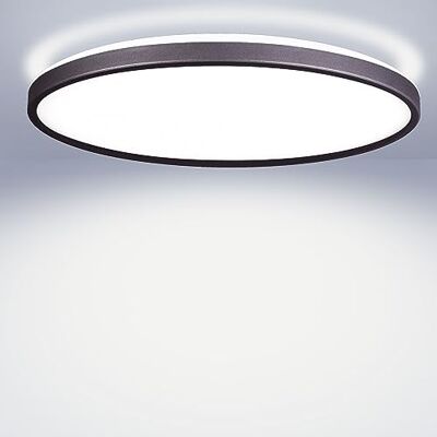 Maxkomfort LED Deckenleuchte mit Backlight Ø42cm Rund 22W, 4000K Neutralweiß, Ultra Flach (3cm), Deckenlampe für Flur, Büro & Küche Schwarz Maxkomfort LED Deckenleuchte mit Backlight Ø42cm Rund 22W, 4000K Neutralweiß, Ultra Flach (3cm), Deckenlampe für Flur, Büro & Küche Schwarz