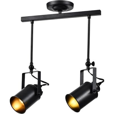 GTV DEMIR Pendelleuchte 2-flammig – industrielle Deckenleuchte im modernen Loft-Stil aus schwarzem Metall mit verstellbaren Spots, E27 Fassungen, IP20, elegantes Design für Wohnzimmer, Küche oder Café GTV DEMIR Pendelleuchte 2-flammig – industrielle Deckenleuchte im modernen Loft-Stil aus schwarzem Metall mit verstellbaren Spots, E27 Fassungen, IP20, elegantes Design für Wohnzimmer, Küche oder Café