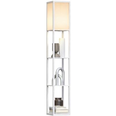 HOMCOM Stehlampe mit Regalen, E27 Fassung, Fußschalter, Weiß 40W, Wohnzimmer Stehleuchte, Nachttischlampe, Lampenschirm, Standlampe für Schlafzimmer, Arbeitszimmer, Büro HOMCOM Stehlampe mit Regalen, E27 Fassung, Fußschalter, Weiß 40W, Wohnzimmer Stehleuchte, Nachttischlampe, Lampenschirm, Standlampe für Schlafzimmer, Arbeitszimmer, Büro