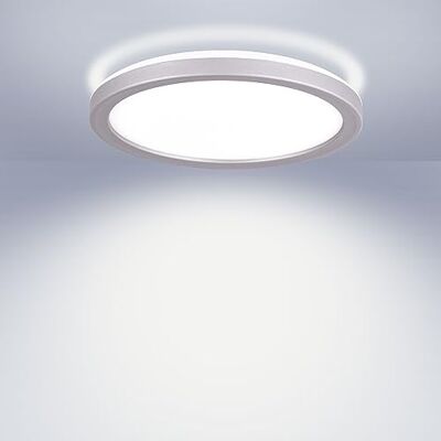Maxkomfort LED Deckenleuchte mit Backlight Ø19cm Rund 12W, 4000K Neutralweiß, Ultra Flach (3cm), Deckenlampe für Flur, Büro & Küche Grau Maxkomfort LED Deckenleuchte mit Backlight Ø19cm Rund 12W, 4000K Neutralweiß, Ultra Flach (3cm), Deckenlampe für Flur, Büro & Küche Grau