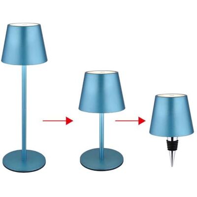 GLOBO Außenleuchte Tischlampe Akku Tischleuchte Touchdimmer Flaschenaufsatz CCT, blau, USB-C, LED 3W 200Lm warm-kaltweiß, DxH 11,5x36 cm GLOBO Außenleuchte Tischlampe Akku Tischleuchte Touchdimmer Flaschenaufsatz CCT, blau, USB-C, LED 3W 200Lm warm-kaltweiß, DxH 11,5x36 cm