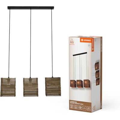 LEDVANCE Pendelleuchte 3-flammig Decor Cardboard Square braun aus Wellpappe, E27, 830 mm Länge, Leuchtenschirm aus recyceltem Material, nachhaltig durch austauschbare Lichtquelle, einfache Montage LEDVANCE Pendelleuchte 3-flammig Decor Cardboard Square braun aus Wellpappe, E27, 830 mm Länge, Leuchtenschirm aus recyceltem Material, nachhaltig durch austauschbare Lichtquelle, einfache Montage