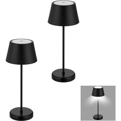 REV 2x LED Akku Tischlampe – Tischleuchten für Wohn- & Schlafzimmer, Garten 38cm, IP44, Touch, Dimmbar – Nachttischlampe kabellos, schwarz REV 2x LED Akku Tischlampe – Tischleuchten für Wohn- & Schlafzimmer, Garten 38cm, IP44, Touch, Dimmbar – Nachttischlampe kabellos, schwarz
