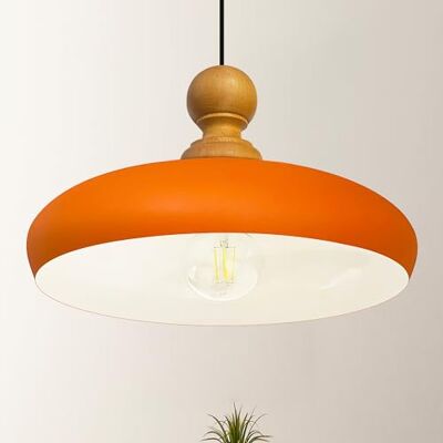 bamyum Ace-Holz Hängelampe Esstich Ø40 cm, Pendelleuchte Vintage Industrial aus Metall E27, Wohnzimmerlampe Hängend, Wohnzimmer, Küchenlampe Rot bamyum Ace-Holz Hängelampe Esstich Ø40 cm, Pendelleuchte Vintage Industrial aus Metall E27, Wohnzimmerlampe Hängend, Wohnzimmer, Küchenlampe Rot