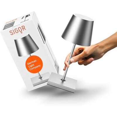 SIGOR Nuindie 2.0 mini LED Akku-Tischlampe, silberfarben Dimmbar • Indoor & Outdoor • IP54 • 25 cm • USB-C • 12 h Leuchtdauer SIGOR Nuindie 2.0 mini LED Akku-Tischlampe, silberfarben Dimmbar • Indoor & Outdoor • IP54 • 25 cm • USB-C • 12 h Leuchtdauer