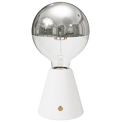 Creative Tragbare, wiederaufladbare LED Leuchte Cabless01 mit Globe Glühbirne mit silberfarbener Kopfspiegelung Mit Glühbirne, Weiß Creative Tragbare, wiederaufladbare LED Leuchte Cabless01 mit Globe Glühbirne mit silberfarbener Kopfspiegelung Mit Glühbirne, Weiß
