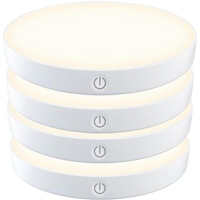 Lunartec sanftes Nachtlicht: 4er-Set dimmbare Akku-Lichter mit Touch, 3000 K, 1.000 mAh, Magnet (warmweißes Nachtlicht, Kinderzimmer Licht, Deckenleuchte) Lunartec sanftes Nachtlicht: 4er-Set dimmbare Akku-Lichter mit Touch, 3000 K, 1.000 mAh, Magnet (warmweißes Nachtlicht, Kinderzimmer Licht, Deckenleuchte)
