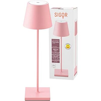 SIGOR Nuindie 1.0 LED Akku-Tischlampe, zartrosa Dimmbar • Indoor & Outdoor • IP54 • 38 cm • Easy Connect • 12 h Leuchtdauer SIGOR Nuindie 1.0 LED Akku-Tischlampe, zartrosa Dimmbar • Indoor & Outdoor • IP54 • 38 cm • Easy Connect • 12 h Leuchtdauer