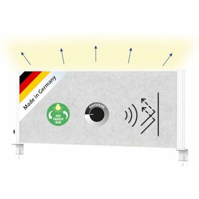 MAUL Tisch Trennwand Lampe connecto Uplight grau Akustik LED dimmbar ruhiger arbeiten dank Schallabsorption, mehr Privatsphäre im Büro, stufenlos dimmbares LED-Licht, sicherer Halt per Klemmfuß MAUL Tisch Trennwand Lampe connecto Uplight grau Akustik LED dimmbar ruhiger arbeiten dank Schallabsorption, mehr Privatsphäre im Büro, stufenlos dimmbares LED-Licht, sicherer Halt per Klemmfuß