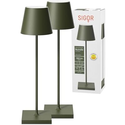 SIGOR Nuindie 2.0 Akku-Tischlampe, 2er-Set, tannengrün Dimmbar • Indoor & Outdoor • IP54 • 38 cm • USB-C • 12 h Leuchtdauer SIGOR Nuindie 2.0 Akku-Tischlampe, 2er-Set, tannengrün Dimmbar • Indoor & Outdoor • IP54 • 38 cm • USB-C • 12 h Leuchtdauer