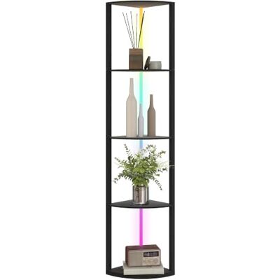 HOMCOM Stehlampe mit Regal 5-Stufige Dimmbar LED Stehleuchte Schwarz Eckregal mit RGB Farbwechsel, Fernbedienung, Standleuchte für Wohnzimmer, Schlafzimmer HOMCOM Stehlampe mit Regal 5-Stufige Dimmbar LED Stehleuchte Schwarz Eckregal mit RGB Farbwechsel, Fernbedienung, Standleuchte für Wohnzimmer, Schlafzimmer