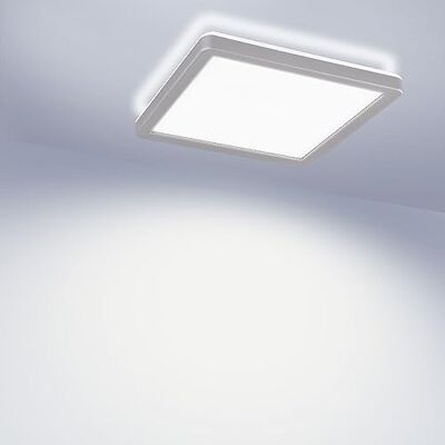 Maxkomfort LED Deckenleuchte mit Backlight 19cm Eckig 12W, 4000K Neutralweiß, Ultra Flach (3cm), Deckenlampe für Flur, Büro & Küche Grau Maxkomfort LED Deckenleuchte mit Backlight 19cm Eckig 12W, 4000K Neutralweiß, Ultra Flach (3cm), Deckenlampe für Flur, Büro & Küche Grau
