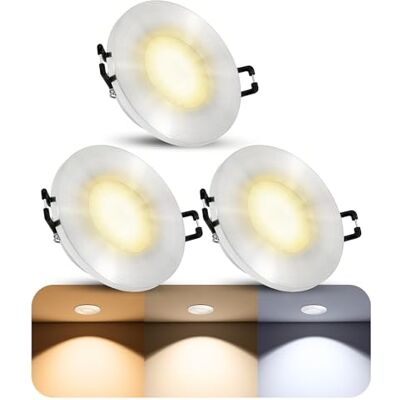 SSC-LUXon 3x BEDA Einbau Downlight IP65 Deckenlampe inkl. LED GU10 Lampe LumiFLEX 3CCT Einbauspot für Bad & Küche SSC-LUXon 3x BEDA Einbau Downlight IP65 Deckenlampe inkl. LED GU10 Lampe LumiFLEX 3CCT Einbauspot für Bad & Küche