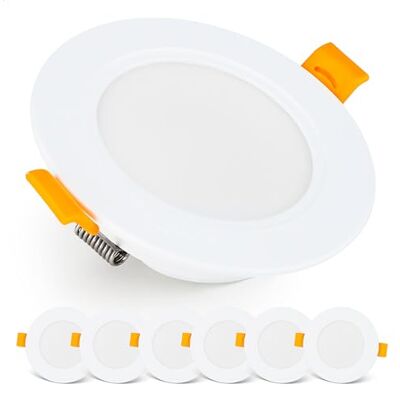 Emos Exclusive Einbaustrahler LED Spots 230V, 5W, 500lm, 4000K Neutralweiß Set 6x Downlight Spots Badezimmer, Wasserdicht IP54 Einbaustrahler 230V, Rund Ø 95mm, Ultra Flach, Weiß Emos Exclusive Einbaustrahler LED Spots 230V, 5W, 500lm, 4000K Neutralweiß Set 6x Downlight Spots Badezimmer, Wasserdicht IP54 Einbaustrahler 230V, Rund Ø 95mm, Ultra Flach, Weiß