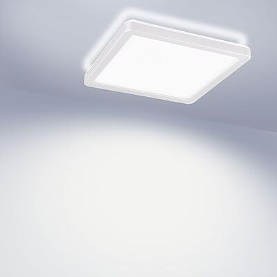 Maxkomfort LED Deckenleuchte mit Backlight 19cm Eckig 12W, 4000K Neutralweiß, Ultra Flach (3cm), Deckenlampe für Flur, Büro & Küche Weiß Maxkomfort LED Deckenleuchte mit Backlight 19cm Eckig 12W, 4000K Neutralweiß, Ultra Flach (3cm), Deckenlampe für Flur, Büro & Küche Weiß
