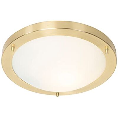 QAZQA Goldene Deckenleuchte Yuma - Modern, 31cm, IP44 QAZQA Goldene Deckenleuchte Yuma - Modern, 31cm, IP44