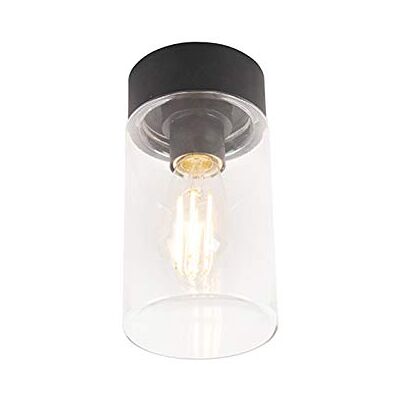 Qazqa Moderne schwarze Deckenleuchte - IP44, 22,6cm - E27 Qazqa Moderne schwarze Deckenleuchte - IP44, 22,6cm - E27