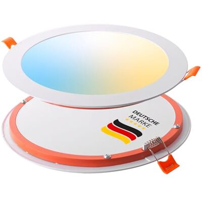 Maxkomfort 6er Set LED Panel 18W rund CCT ultraslim – Einbaustrahler 220x220mm, flach, Deckenleuchte, warmweiß/neutralweiß/kaltweiß schaltbar, Weiß, IP20-2601 Maxkomfort 6er Set LED Panel 18W rund CCT ultraslim – Einbaustrahler 220x220mm, flach, Deckenleuchte, warmweiß/neutralweiß/kaltweiß schaltbar, Weiß, IP20-2601
