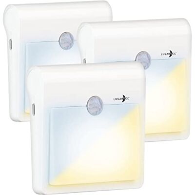 Lunartec Bewegungslichter: 3er-Set-Akku-LED-Nachtlicht, Bewegungs- & Lichtsensor, 40lm (Nachtlicht akkubetrieben, mit Dämmerungssensor, Baby) Lunartec Bewegungslichter: 3er-Set-Akku-LED-Nachtlicht, Bewegungs- & Lichtsensor, 40lm (Nachtlicht akkubetrieben, mit Dämmerungssensor, Baby)