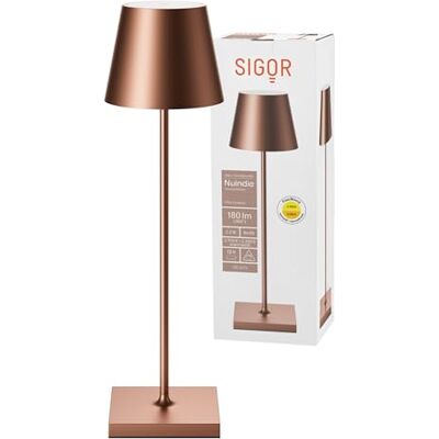 SIGOR Nuindie 1.0 LED Akku-Tischlampe, bronzefarben Dimmbar • Indoor & Outdoor • IP54 • 38 cm • Easy Connect • 12 h Leuchtdauer SIGOR Nuindie 1.0 LED Akku-Tischlampe, bronzefarben Dimmbar • Indoor & Outdoor • IP54 • 38 cm • Easy Connect • 12 h Leuchtdauer