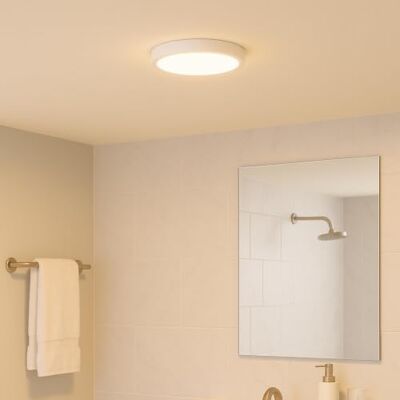 Lightbox LED Deckenlampe Ø 37,5 cm flache Deckenleuchte in Weiß Lampe für Bad, Küche Schlafzimmer & Flur spritzwassergeschützt IP44 inkl. LED Lightbox LED Deckenlampe Ø 37,5 cm flache Deckenleuchte in Weiß Lampe für Bad, Küche Schlafzimmer & Flur spritzwassergeschützt IP44 inkl. LED