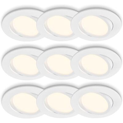 BRILONER 3x 3er-Set LED Einbaustrahler flach, schwenkbar, warmweißes Licht, LED Spot, flach, Deckenspots, Spots 230V, Einbauleuchten, Einbauspots, 68mm Lochmass, 8x2,2 cm, Weiß BRILONER 3x 3er-Set LED Einbaustrahler flach, schwenkbar, warmweißes Licht, LED Spot, flach, Deckenspots, Spots 230V, Einbauleuchten, Einbauspots, 68mm Lochmass, 8x2,2 cm, Weiß