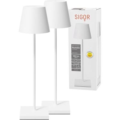 SIGOR Nuindie 2.0 Akku-Tischlampe, 2er-Set, schneeweiß Dimmbar • Indoor & Outdoor • IP54 • 38 cm • USB-C • 12 h Leuchtdauer SIGOR Nuindie 2.0 Akku-Tischlampe, 2er-Set, schneeweiß Dimmbar • Indoor & Outdoor • IP54 • 38 cm • USB-C • 12 h Leuchtdauer