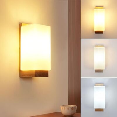 Toolight Wandleuchte Innen Holz E27, Wandlampe Holz Modern Inkl Halogen 3-Farben 3000K/4500K/6500K, Wandleuchte Innen Dimmbar mit Glas Lampenschirm für Schlafzimmer Wohnzimmer Flur Korridor Toolight Wandleuchte Innen Holz E27, Wandlampe Holz Modern Inkl Halogen 3-Farben 3000K/4500K/6500K, Wandleuchte Innen Dimmbar mit Glas Lampenschirm für Schlafzimmer Wohnzimmer Flur Korridor