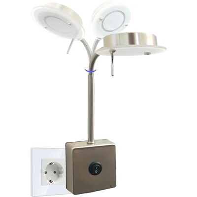 Trango LED Steckerleuchte 2605 Wandleuchte, Leselampe, Küchenlampe, Nachtlicht in Nickel matt inkl. 5 Watt LED Modul warmweiß 3000K Leuchtmittel, Wandlampe, Küchenlampe Trango LED Steckerleuchte 2605 Wandleuchte, Leselampe, Küchenlampe, Nachtlicht in Nickel matt inkl. 5 Watt LED Modul warmweiß 3000K Leuchtmittel, Wandlampe, Küchenlampe