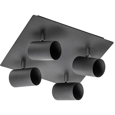 GTV Deckenleuchte VENETO moderne Beleuchtung für Büros, Wohnungen und Räume Deckenlampen Deckenleuchten 4 x GU10 Rund/Eckig Schwarz IP20 GTV Deckenleuchte VENETO moderne Beleuchtung für Büros, Wohnungen und Räume Deckenlampen Deckenleuchten 4 x GU10 Rund/Eckig Schwarz IP20
