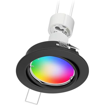 ledscom.de Decken-Einbaustrahler FERE Einbaurahmen schwarz matt schwenkbar inkl. Smart Home RGBW GU10 LED Lampe, 5,41W, 473lm ledscom.de Decken-Einbaustrahler FERE Einbaurahmen schwarz matt schwenkbar inkl. Smart Home RGBW GU10 LED Lampe, 5,41W, 473lm