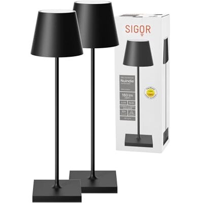 SIGOR Nuindie 2.0 Akku-Tischlampe, 2er-Set, nachtschwarz Dimmbar • Indoor & Outdoor • IP54 • 38 cm • USB-C • 12 h Leuchtdauer SIGOR Nuindie 2.0 Akku-Tischlampe, 2er-Set, nachtschwarz Dimmbar • Indoor & Outdoor • IP54 • 38 cm • USB-C • 12 h Leuchtdauer