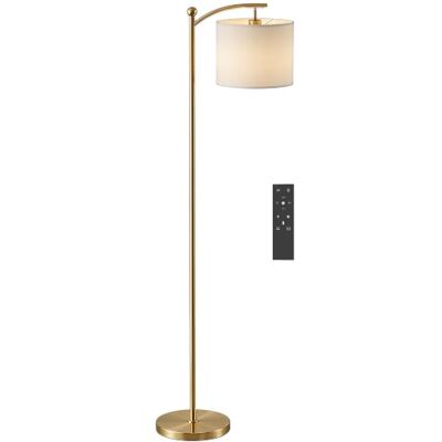 HOMCOM LED Stehlampe Stufenlos Dimmbar mit Fußschalter Timer Gold Stehleuchte, Lampenschirm aus Stoff, Standleuchte mit 11 Einstellbaren Helligkeitsstufen, für Wohnzimmer HOMCOM LED Stehlampe Stufenlos Dimmbar mit Fußschalter Timer Gold Stehleuchte, Lampenschirm aus Stoff, Standleuchte mit 11 Einstellbaren Helligkeitsstufen, für Wohnzimmer