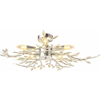 GLOBO Deckenlampe Blätterlampe Deckenleuchte rund Wohnzimmer chrom Deckenlampe, Metall Acrylblätter, Fassung 5x E14, DxH 71x16 cm GLOBO Deckenlampe Blätterlampe Deckenleuchte rund Wohnzimmer chrom Deckenlampe, Metall Acrylblätter, Fassung 5x E14, DxH 71x16 cm