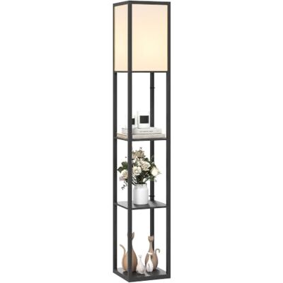 HOMCOM Stehlampe mit Regalen, E27 Fassung, Fußschalter, Schwarz 40W, Wohnzimmer Stehleuchte, Nachttischlampe, Lampenschirm, Standlampe für Schlafzimmer, Arbeitszimmer, Büro HOMCOM Stehlampe mit Regalen, E27 Fassung, Fußschalter, Schwarz 40W, Wohnzimmer Stehleuchte, Nachttischlampe, Lampenschirm, Standlampe für Schlafzimmer, Arbeitszimmer, Büro