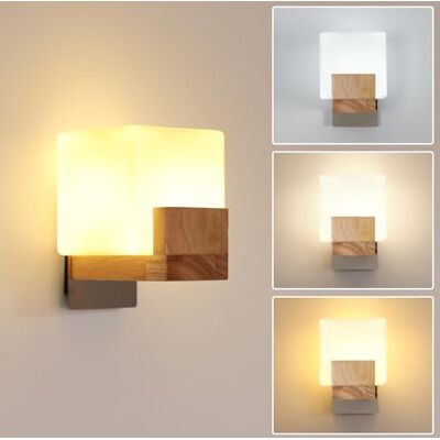 Goeco Holz Wandleuchte Innen, G9 Wandlampe Innen mit Glas Lampenschirm, Quadratische Design Moderne Wandleuchte 3000K/4500K/6500K für Schlafzimmer, Wohnzimmer, Flur, Treppe (inklusive Glühbirne) Goeco Holz Wandleuchte Innen, G9 Wandlampe Innen mit Glas Lampenschirm, Quadratische Design Moderne Wandleuchte 3000K/4500K/6500K für Schlafzimmer, Wohnzimmer, Flur, Treppe (inklusive Glühbirne)