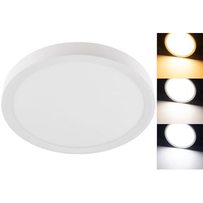 ChiliTec LED Deckenlampe Deckenleuchte 23cm Rund CCT 3 Lichtfarben Warmweiß Weiß, 25mm flach, 230 Volt, Aufbau, Für Büro Flur Wohnzimmer Küche ChiliTec LED Deckenlampe Deckenleuchte 23cm Rund CCT 3 Lichtfarben Warmweiß Weiß, 25mm flach, 230 Volt, Aufbau, Für Büro Flur Wohnzimmer Küche