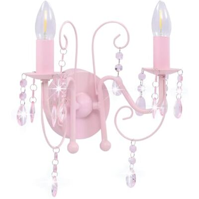 vidaXL Wandleuchte mit Perlen Wandlampe Kristall Flurlampe Treppenleuchte Kronleuchter Wandlicht Wohnzimmer Lampe Leuchte Rosa 2xE14-Fassungen vidaXL Wandleuchte mit Perlen Wandlampe Kristall Flurlampe Treppenleuchte Kronleuchter Wandlicht Wohnzimmer Lampe Leuchte Rosa 2xE14-Fassungen