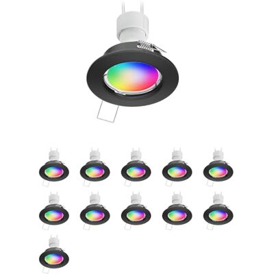 ledscom.de 12x Decken-Einbaustrahler FERE Einbaurahmen schwarz matt inkl. Smart Home RGBW GU10 LED Lampe, 5,41W, 473lm ledscom.de 12x Decken-Einbaustrahler FERE Einbaurahmen schwarz matt inkl. Smart Home RGBW GU10 LED Lampe, 5,41W, 473lm