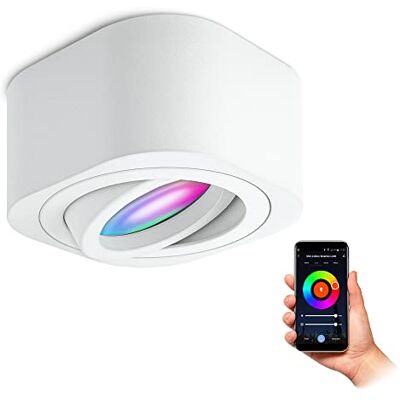 SSC-LUXon TEARA Aufbaustrahler flach weiß schwenkbar inkl. Smart RGB+ WLAN LED Spot Deckenstrahler kompatibel mit Alexa, Siri & Google SSC-LUXon TEARA Aufbaustrahler flach weiß schwenkbar inkl. Smart RGB+ WLAN LED Spot Deckenstrahler kompatibel mit Alexa, Siri & Google