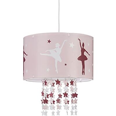 Relaxdays Hängelampe für Mädchen, Kinderlampe m. Ballerina Motiv, Pendelleuchte m. Stern-Mobile f. Kinderzimmer, rosa, 30 x 30 x 140 cm Relaxdays Hängelampe für Mädchen, Kinderlampe m. Ballerina Motiv, Pendelleuchte m. Stern-Mobile f. Kinderzimmer, rosa, 30 x 30 x 140 cm
