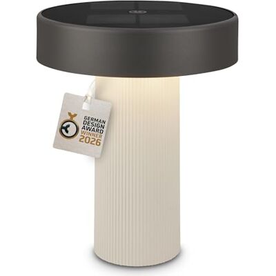 BRILONER Poga LED Tischlampe kabellos IP44 mit Solar, Touch, Dimmbar, Warmweiß, Tischlampe Akku, Nachttischlampe, Solarlampen, German Design Award Winner 2026, 16x20 cm, Altweiß-Anthrazit BRILONER Poga LED Tischlampe kabellos IP44 mit Solar, Touch, Dimmbar, Warmweiß, Tischlampe Akku, Nachttischlampe, Solarlampen, German Design Award Winner 2026, 16x20 cm, Altweiß-Anthrazit