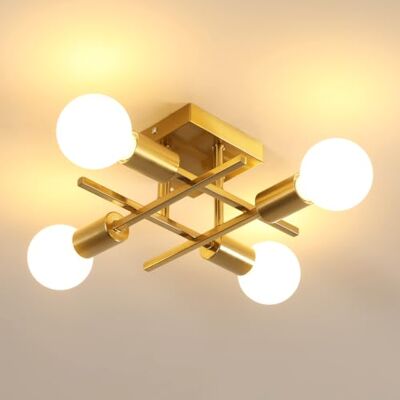 Goeco Deckenleuchte Vintage, Gold Kronleuchter Pendelleuchte Lampe E27 4 Flammig aus Metall, Industrial Deckenlampe Pendelleuchte für Schlafzimmer, Wohnzimmer, Esszimmer, Küche Goeco Deckenleuchte Vintage, Gold Kronleuchter Pendelleuchte Lampe E27 4 Flammig aus Metall, Industrial Deckenlampe Pendelleuchte für Schlafzimmer, Wohnzimmer, Esszimmer, Küche