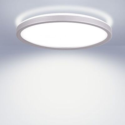 Maxkomfort LED Deckenleuchte mit Backlight Ø29cm Rund 12W, 4000K Neutralweiß, Ultra Flach (3cm), Deckenlampe für Flur, Büro & Küche Grau Maxkomfort LED Deckenleuchte mit Backlight Ø29cm Rund 12W, 4000K Neutralweiß, Ultra Flach (3cm), Deckenlampe für Flur, Büro & Küche Grau