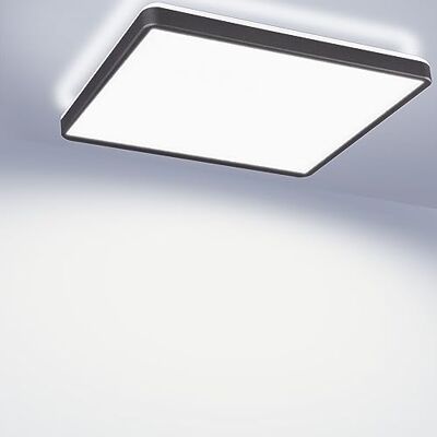 Maxkomfort LED Deckenleuchte mit Backlight 42cm Eckig 22W, 4000K Neutralweiß, Ultra Flach (3cm), Deckenlampe für Wohnzimmer, Flur, Büro & Küche – Schwarz Maxkomfort LED Deckenleuchte mit Backlight 42cm Eckig 22W, 4000K Neutralweiß, Ultra Flach (3cm), Deckenlampe für Wohnzimmer, Flur, Büro & Küche – Schwarz