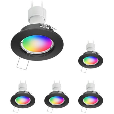 ledscom.de 5x Decken-Einbaustrahler FERE Einbaurahmen schwarz matt inkl. Smart Home RGBW GU10 LED Lampe, 5,41W, 473lm ledscom.de 5x Decken-Einbaustrahler FERE Einbaurahmen schwarz matt inkl. Smart Home RGBW GU10 LED Lampe, 5,41W, 473lm