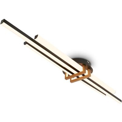 BRILONER LED Deckenlampe mit warmweißem Licht, Eckprofile, LED Lampe, Deckenleuchte, Wohnzimmerlampe, Schlafzimmerlampe, Küchenlampe, Deckenbeleuchtung, Flurlampe, 98x16x7,5 cm, Schwarz-Holz BRILONER LED Deckenlampe mit warmweißem Licht, Eckprofile, LED Lampe, Deckenleuchte, Wohnzimmerlampe, Schlafzimmerlampe, Küchenlampe, Deckenbeleuchtung, Flurlampe, 98x16x7,5 cm, Schwarz-Holz
